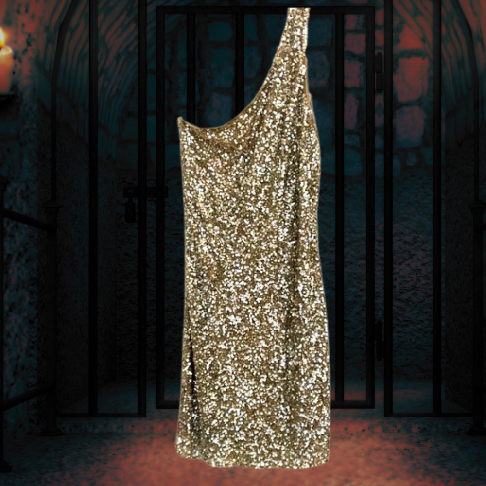 Silver sequin one shoulder mini dress size 6
